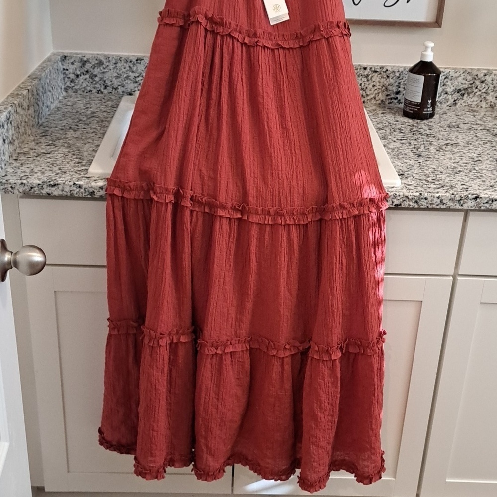 Tory Burch NWTs Ruffle Tie Shoulder Maxi - Picture 6 of 11